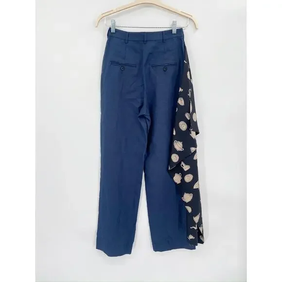 Puppets and Puppets Navy Blue Black Teapot Wide Leg Skant Trouser Pant 4 NWT - Picture 7 of 11
